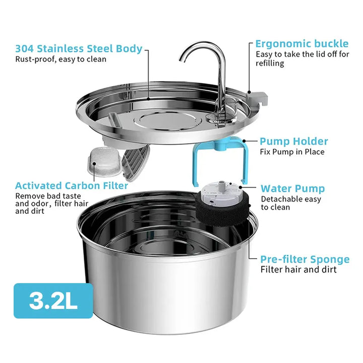 AquaJoy Stainless Steel Fountain