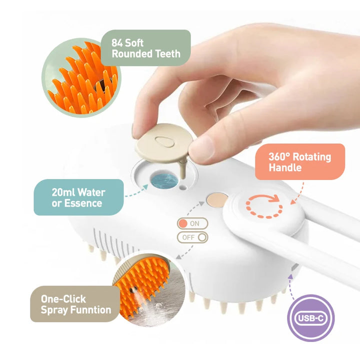 PurrLuxe 3-in-1 Steam Grooming Brush