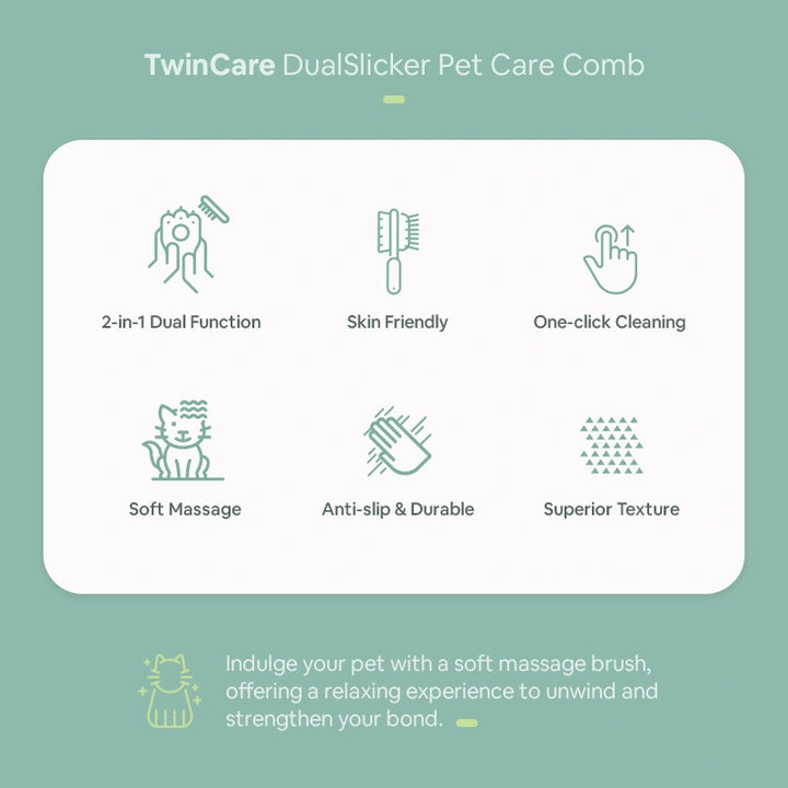 TwinCare DualSlicker Pet Care Comb