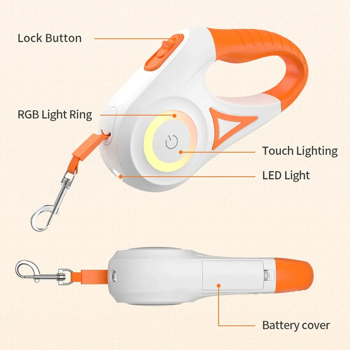 GlowiPet LED Lighted Retractable Leash